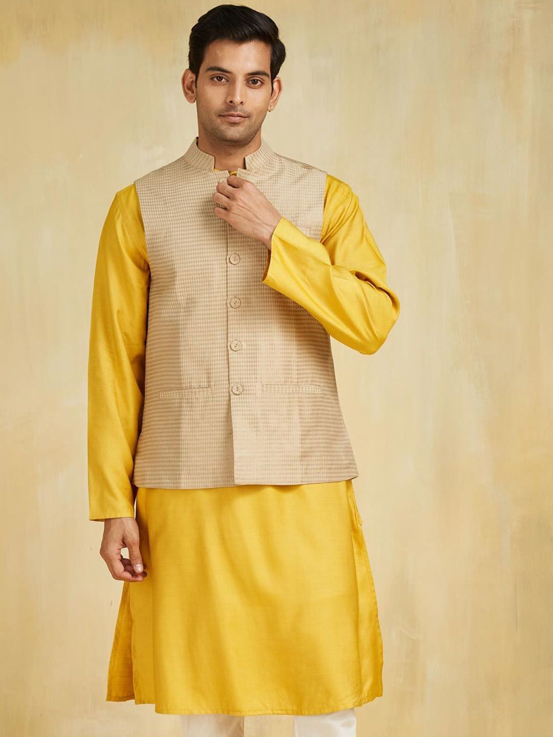 Fabindia Woven Design Nehru Jacket-picture-36
