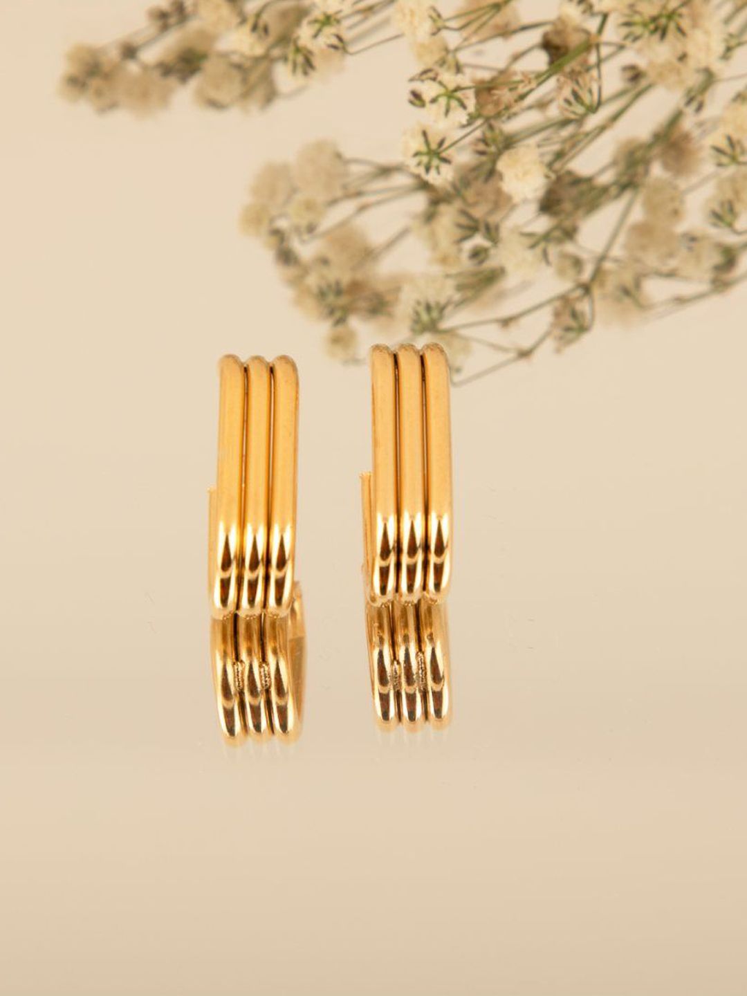 LA FILLE D'OR Gold-Plated Contemporary Half Hoop Earrings-picture-14