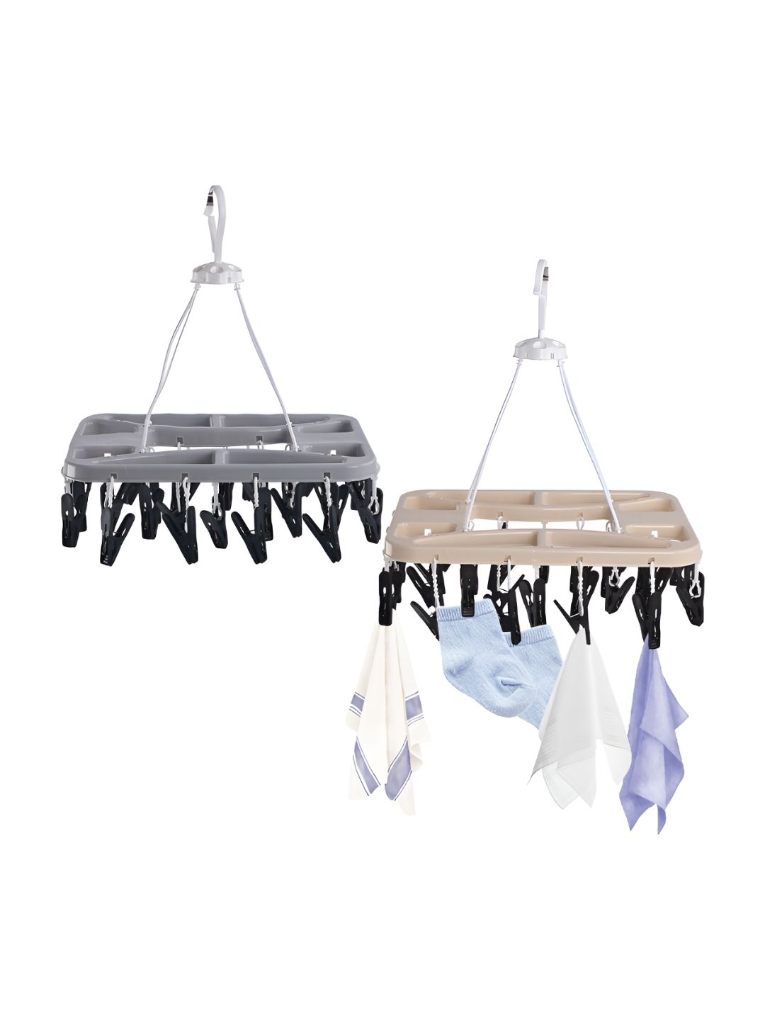 Aura Set Of 2 Beige & Grey Cloth Drying Stand Hanger
