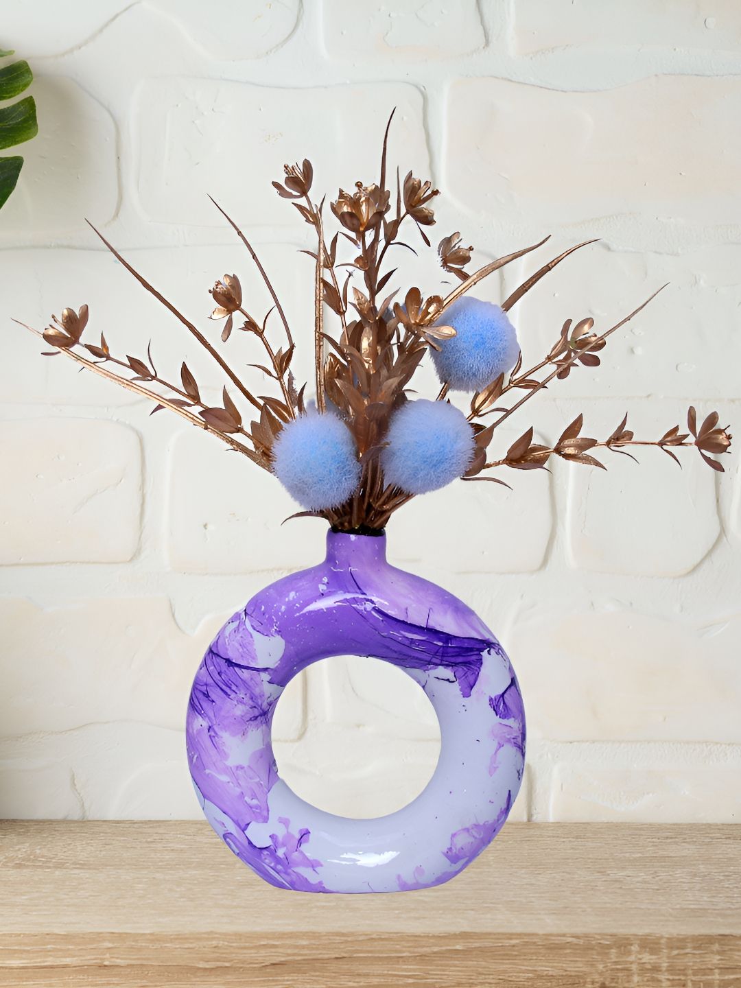 Aura Purple & White Donut Pot Showpiece-image-47