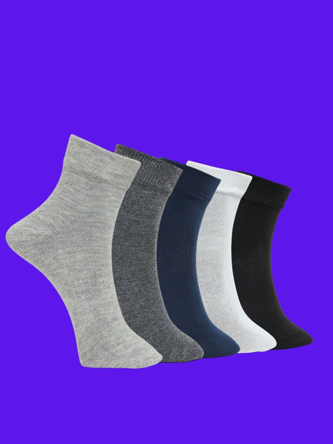 MJE Unisex Pack Of 5 Ankle-Length Everyday Lightweight Socks-picture-19