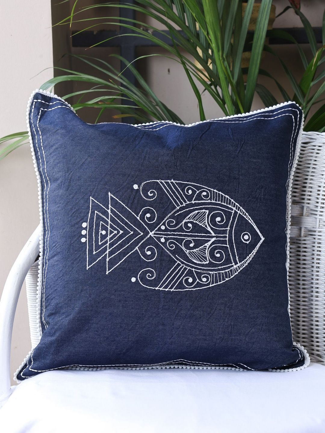 sangria Myntra Elegant Homes Ethnic Motifs Square Denim Cushion Cover-picture-56