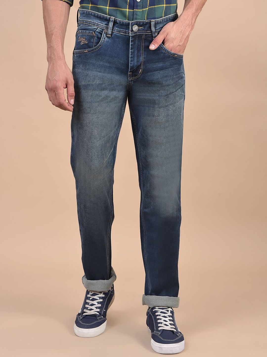 Cantabil Men Regular Fit Mid-Rise Light Fade Stretchable Jeans-picture-34