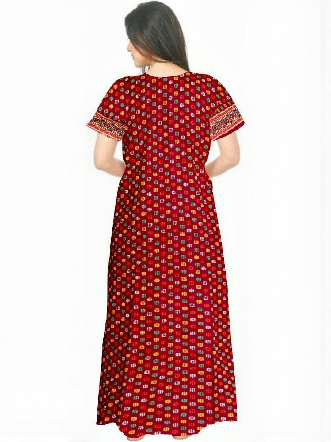 AAKARSHANA CREATION Maroon Pure Cotton Maxi Printed Nightdress-picture-17