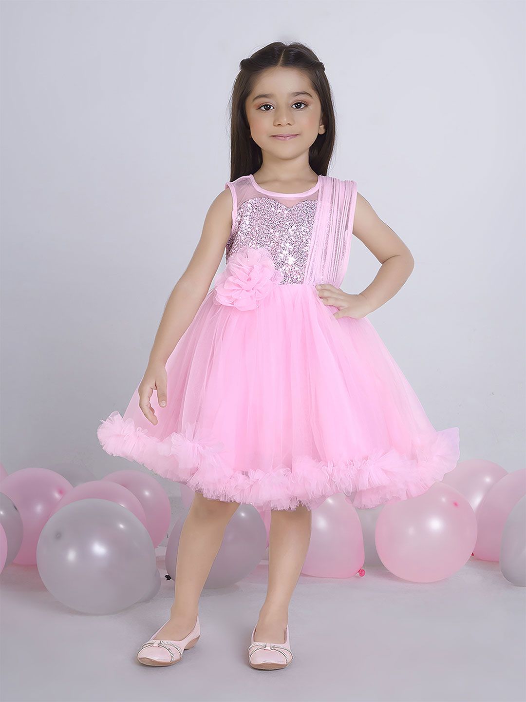 Ministitch Girls Embellished Net Fit & Flare Dress-picture-24