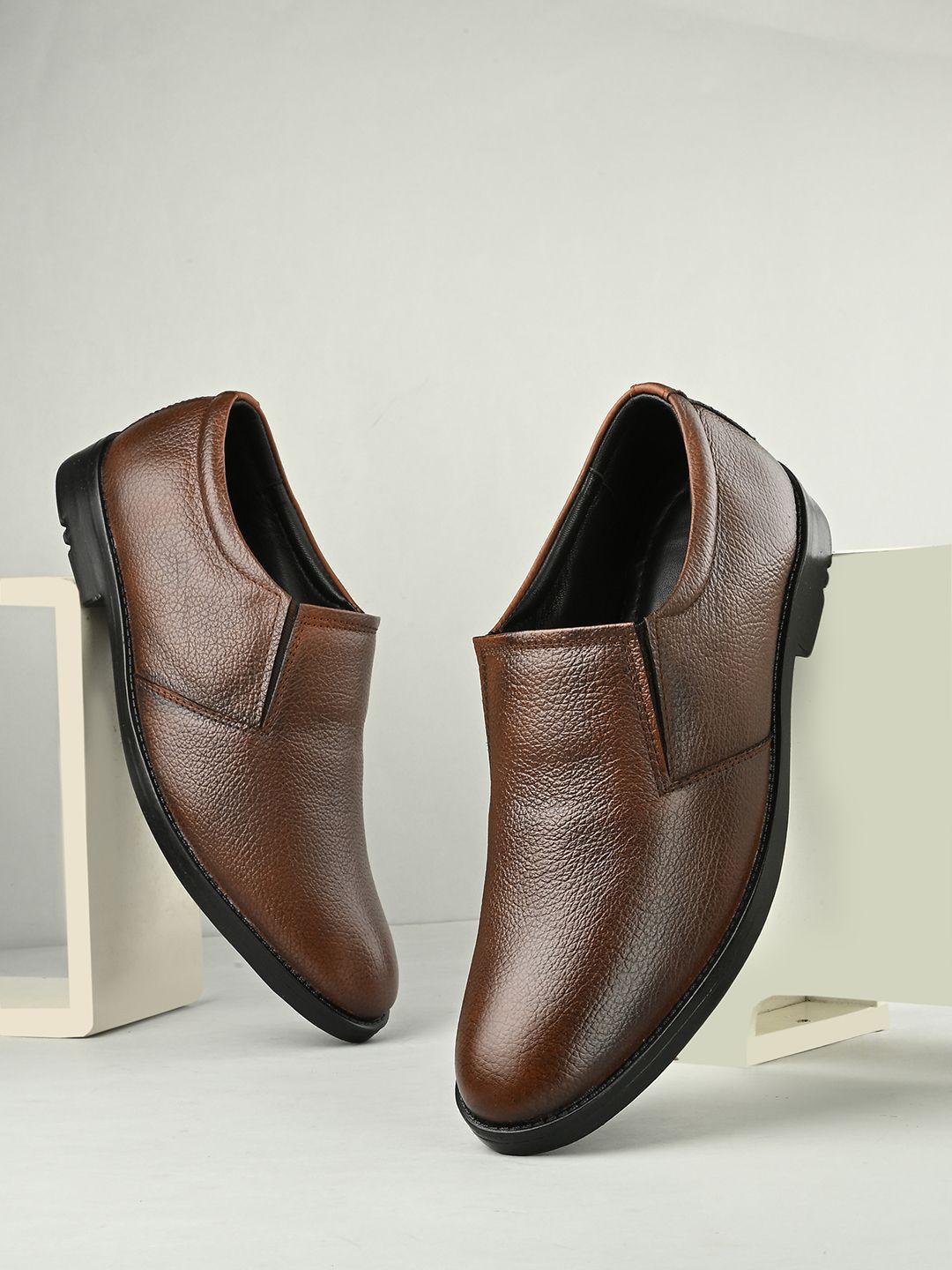 HERE&NOW Men Leather Formal Slip-Ons-picture-34