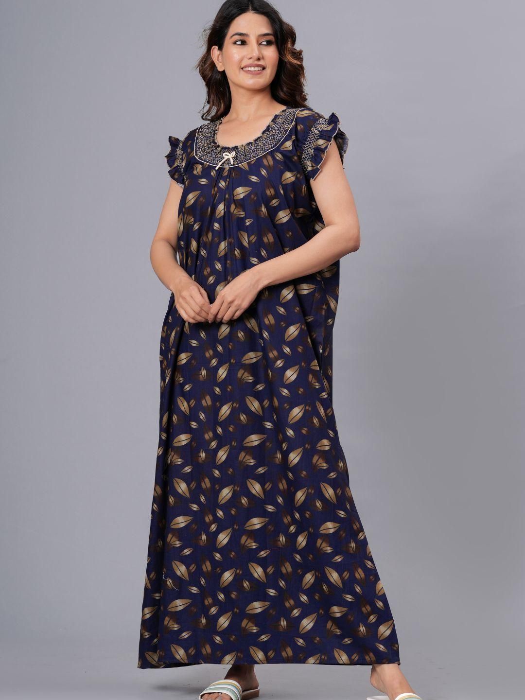 HARGUN NIGHT WEAR Printed Pure Cotton Maxi Nightdress-picture-41