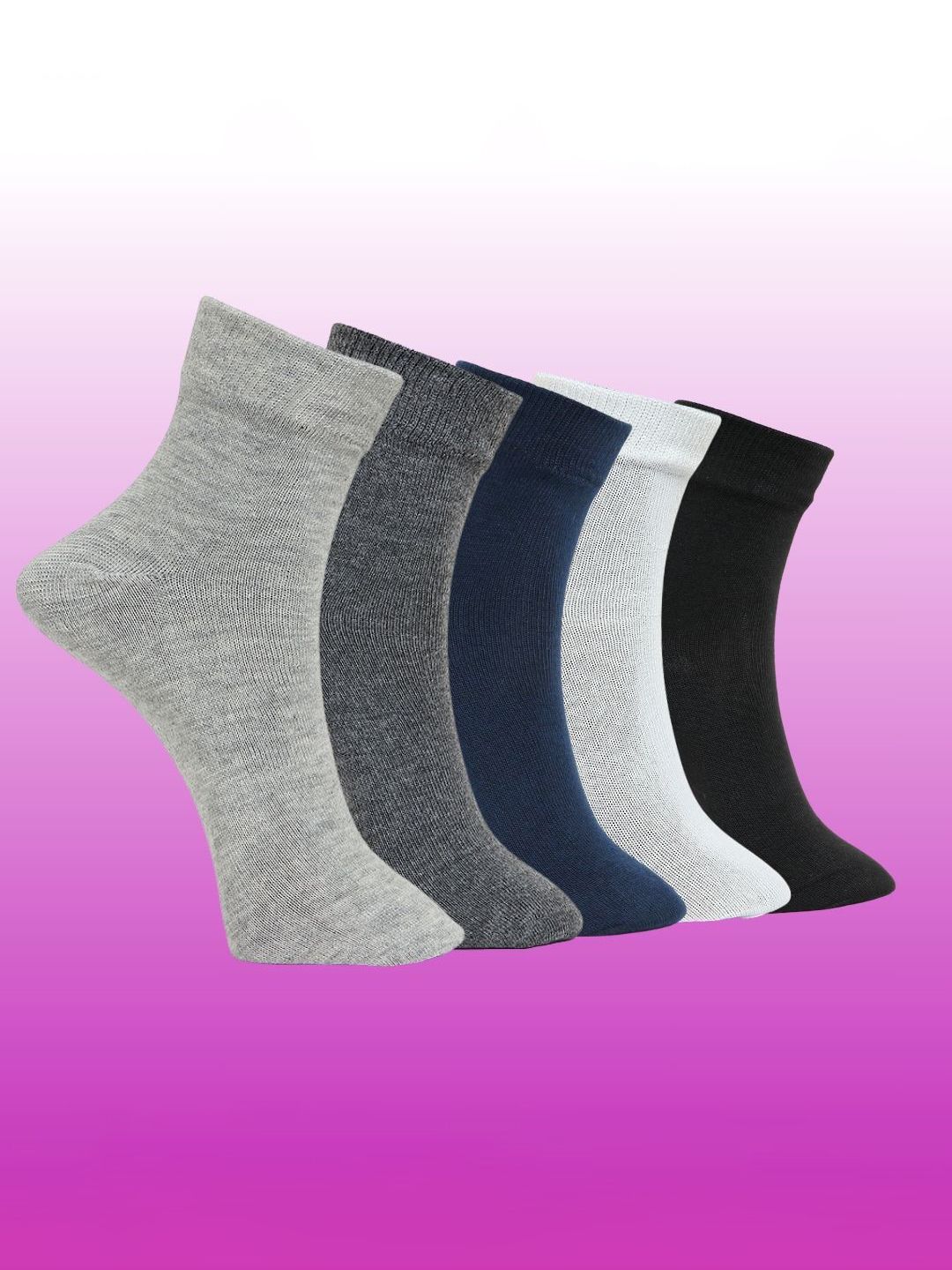 MJE Unisex Pack Of 5 Comfortable Ankle-Length Socks-picture-49