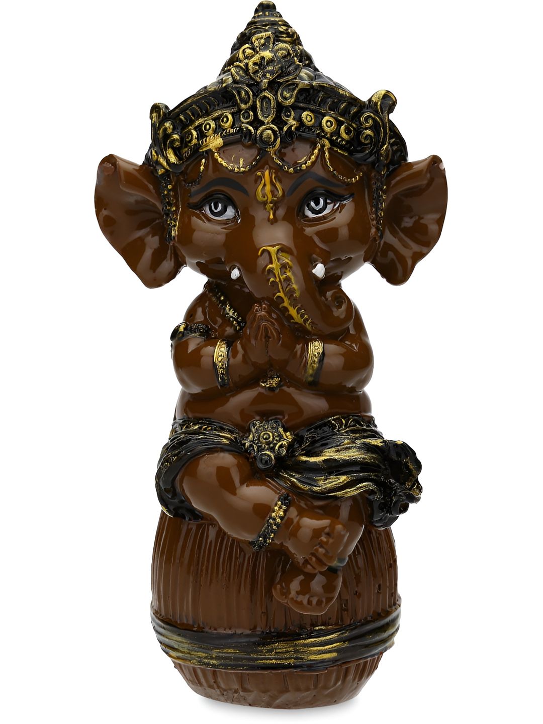 Aura Brown & Gold-Toned Ganesh Religious Idol Showpiece-image-43