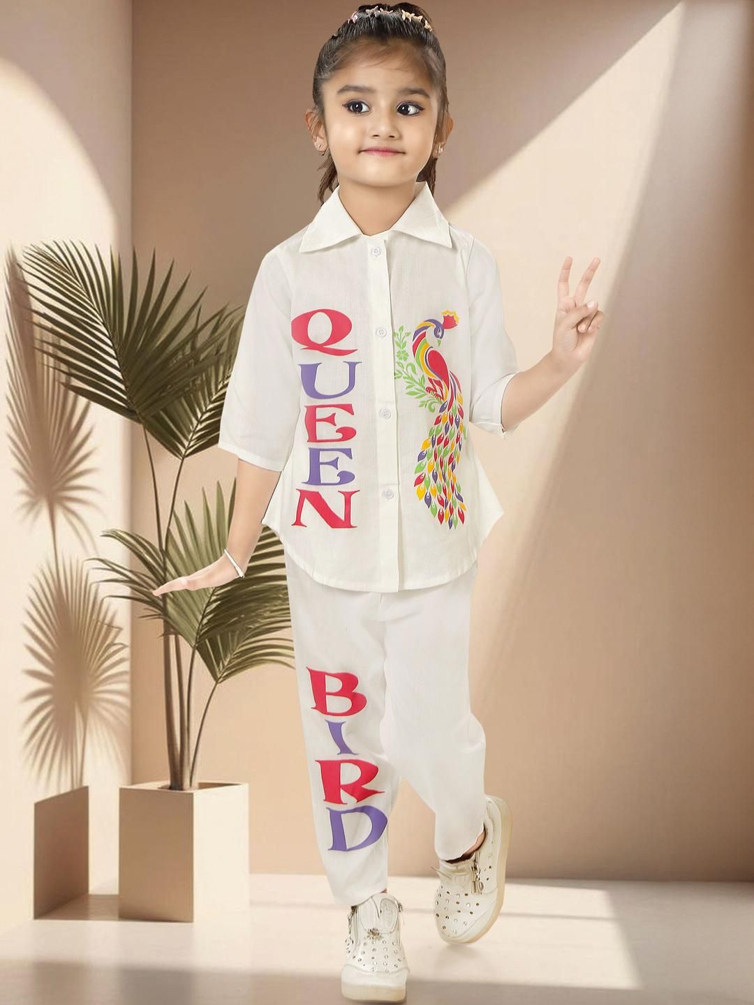 KAARIGARI Girls Printed Shirt with Trousers-picture-17