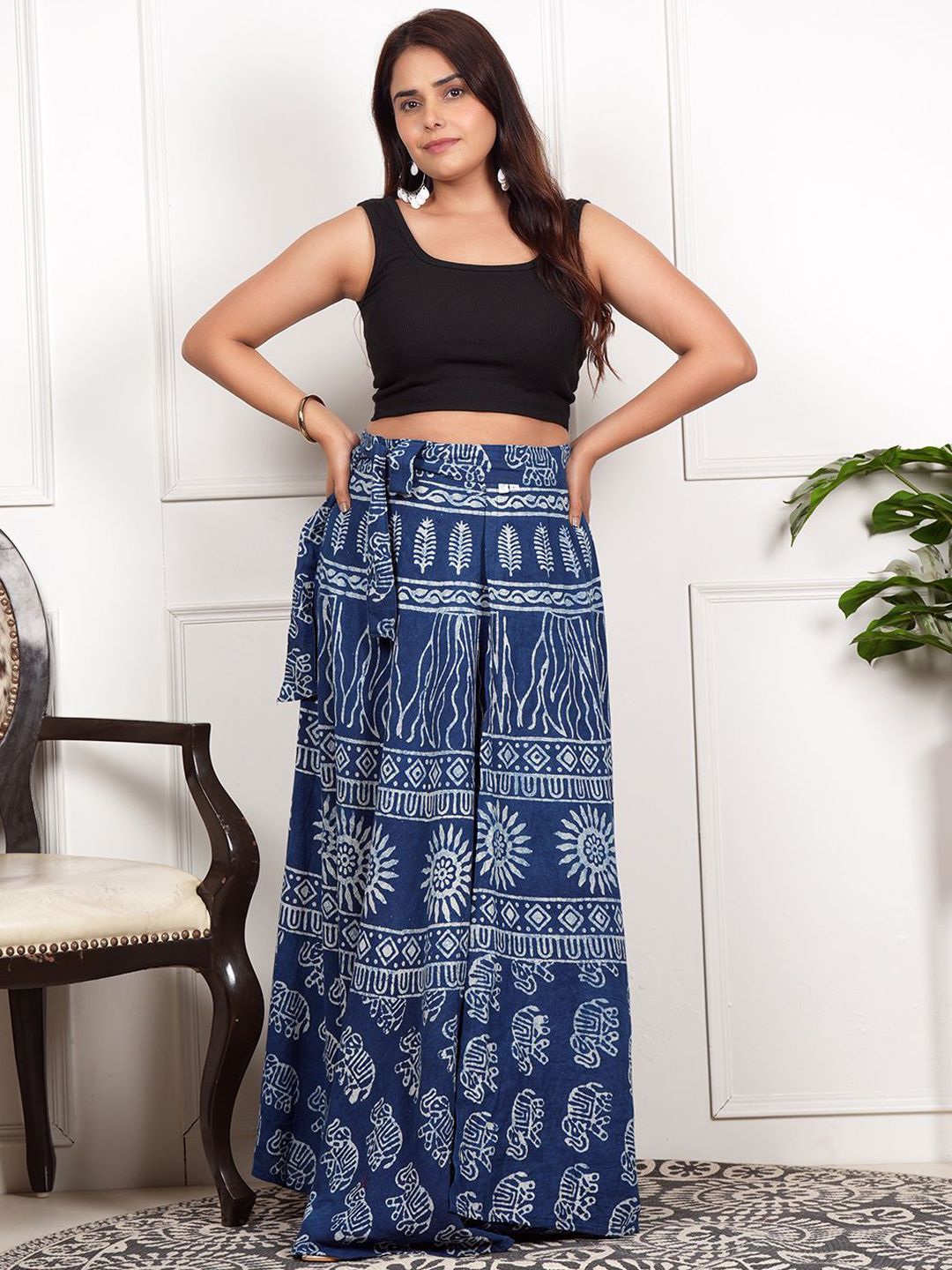 Style Shoes Ethnic Motifs Printed Pure Cotton A-Line Maxi Skirt-picture-37
