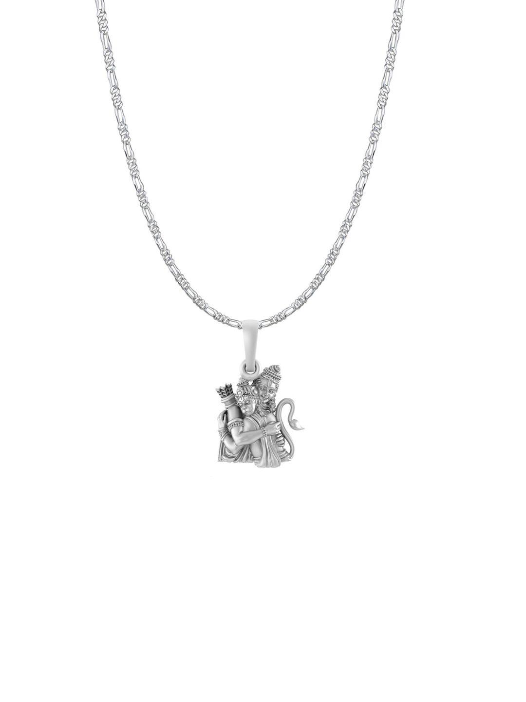 AKSHAT SAPPHIRE Men 925 Sterling Silver Contemporary Hanuman Pendant With Figaro Chain-picture-31