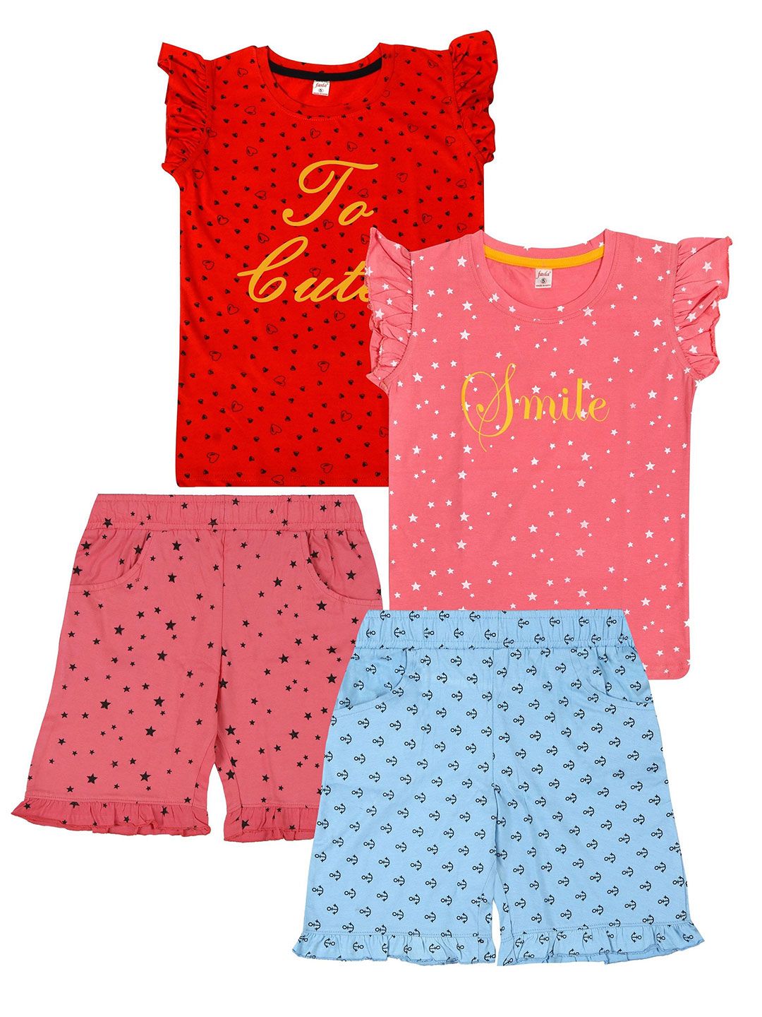 FASLA Girls Pack Of 2 Geometric Printed T-shirt With Shorts-picture-55