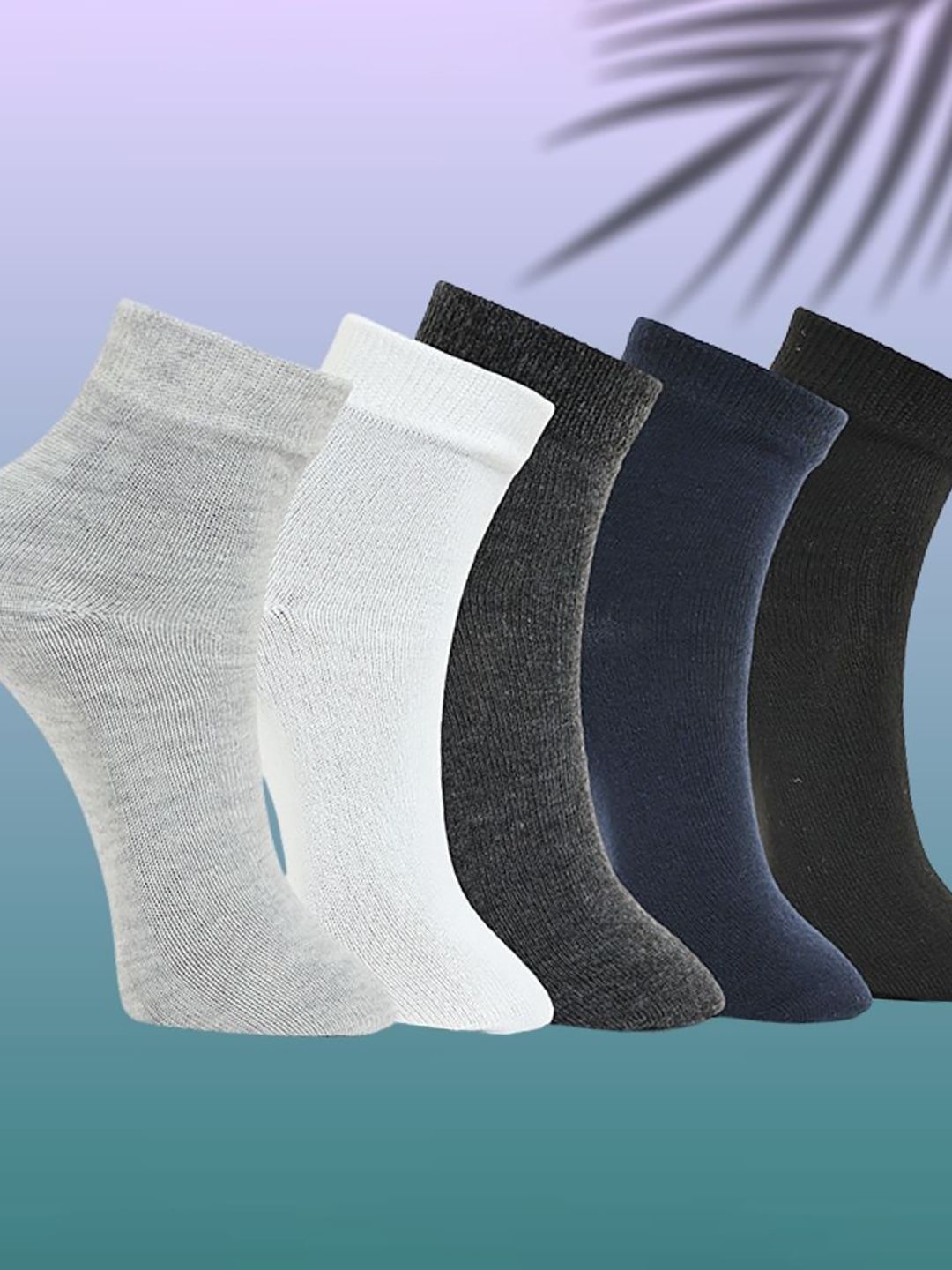 MJE Pack Of 5 Everyday Lightweight Ankle-Length Socks-picture-58