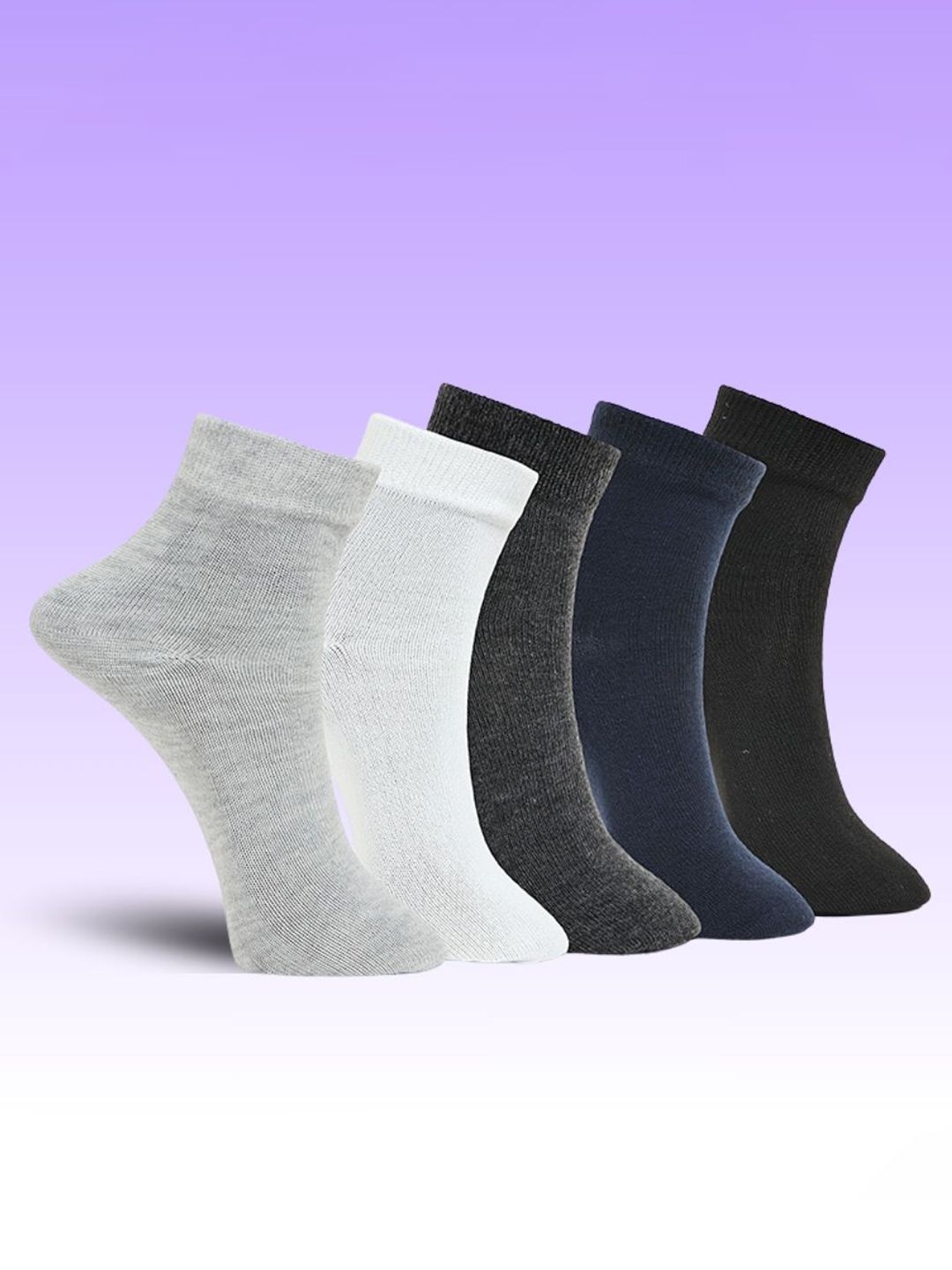 MJE Pack Of 5 Everyday Lightweight Ankle-Length Socks-picture-20