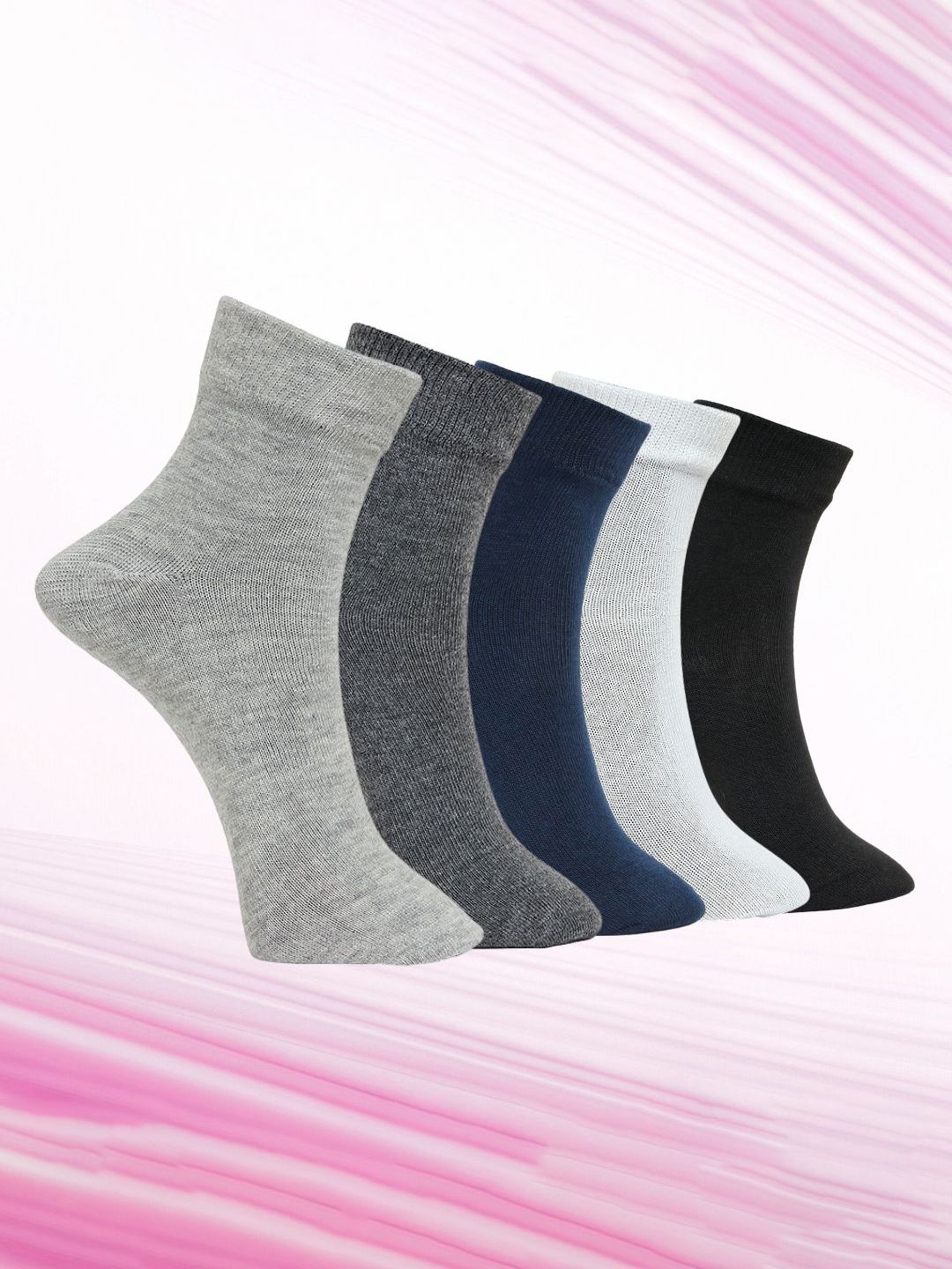 MJE Unisex Pack Of 5 Comfortable Ankle-Length Socks-image-46