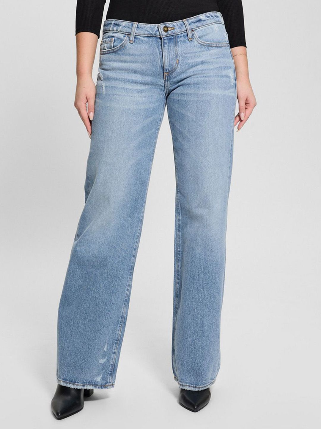 GUESS Women Regular Fit Mid-Rise Heavy Fade Jeans-picture-28