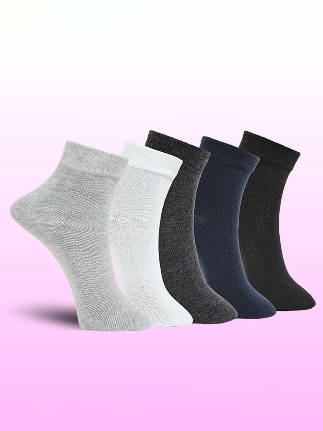 MJE Pack Of 5 Everyday Lightweight Ankle-Length Socks-picture-38