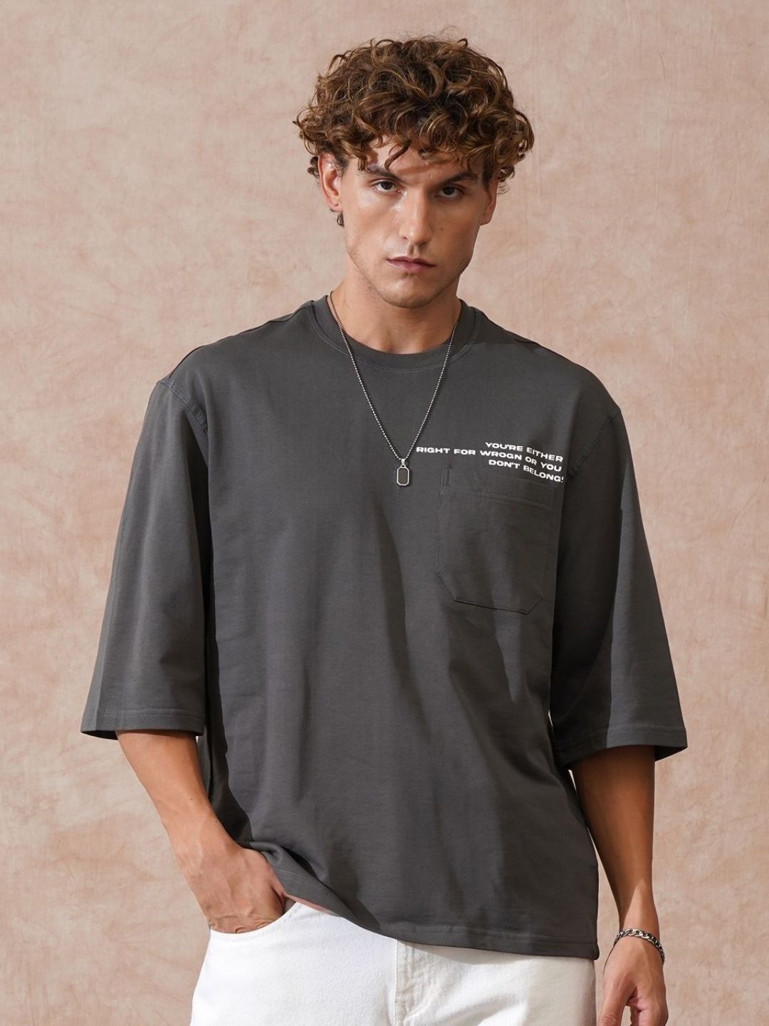 WROGN Men Typography Printed Round Neck Oversized Cotton T-shirt-picture-27