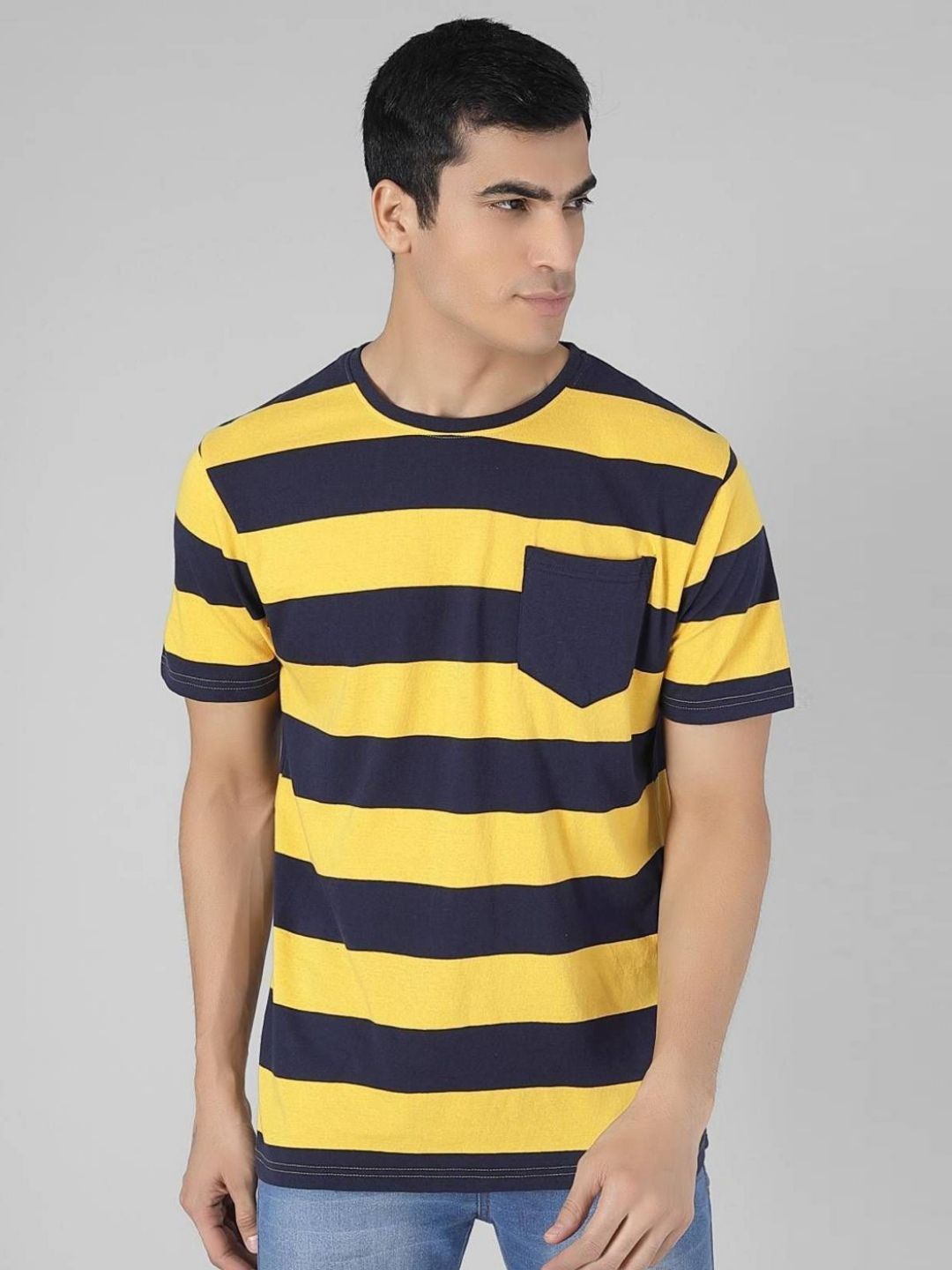 Stylecast X Kotty Yellow & Black Striped Pure Cotton T-shirt-picture-46
