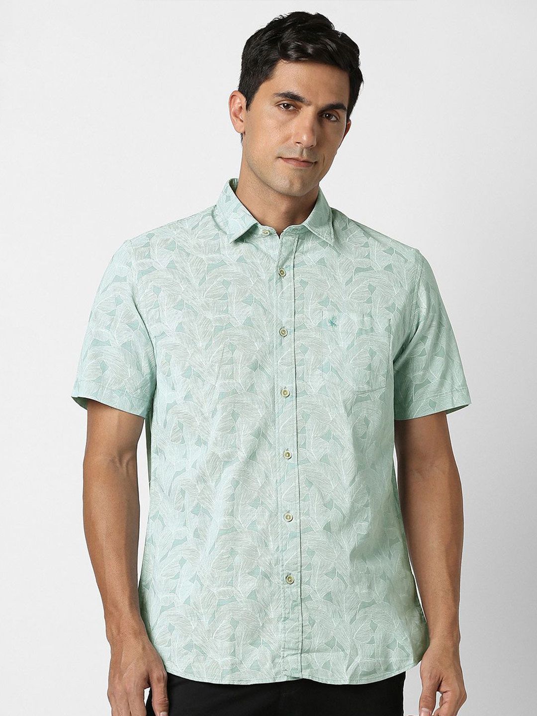 Peter England Casuals Men Slim Fit Floral Printed Spread Collar Cotton Casual Shirt-picture-12