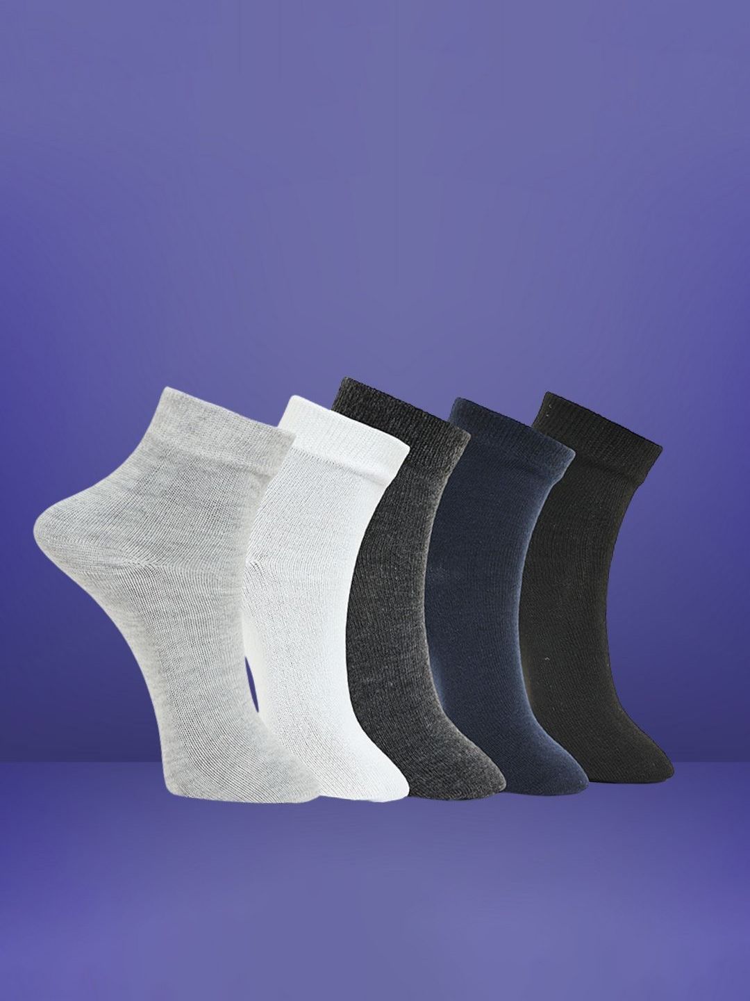 MJE Unisex Pack Of 5 Everyday Lightweight Ankle-Length Socks-picture-24