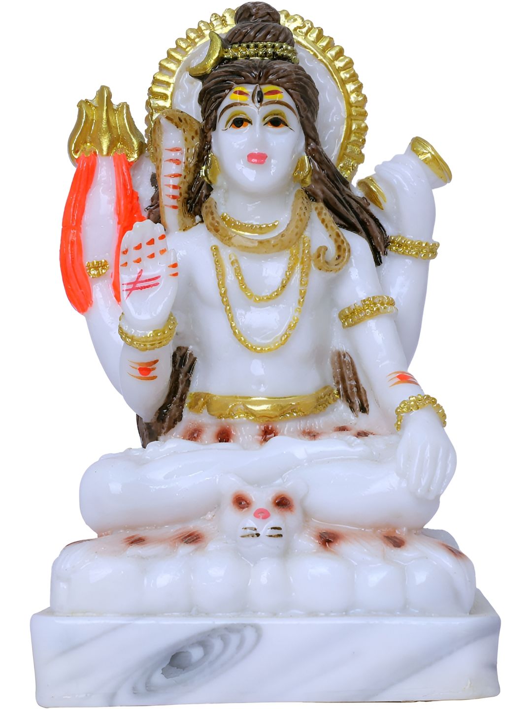 Aura White & Gold-Toned Shiv Religious Idol Showpiece-image-16
