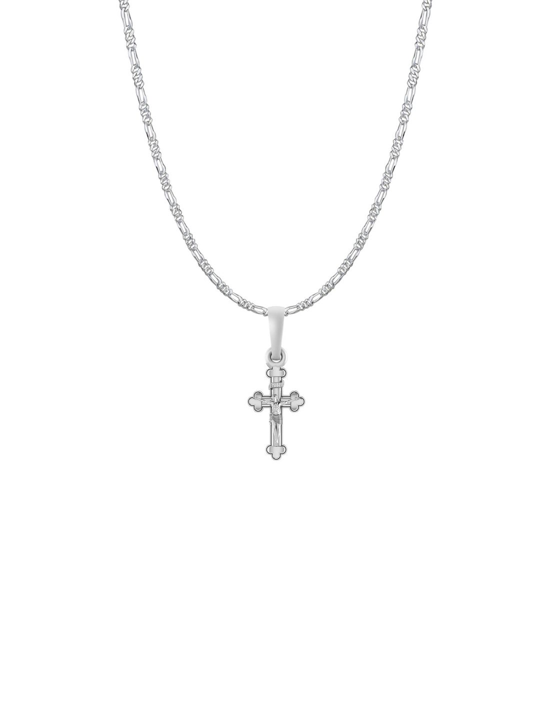 AKSHAT SAPPHIRE Men 925 Sterling Silver Contemporary Jesus Pendant With Figaro Chain-picture-36