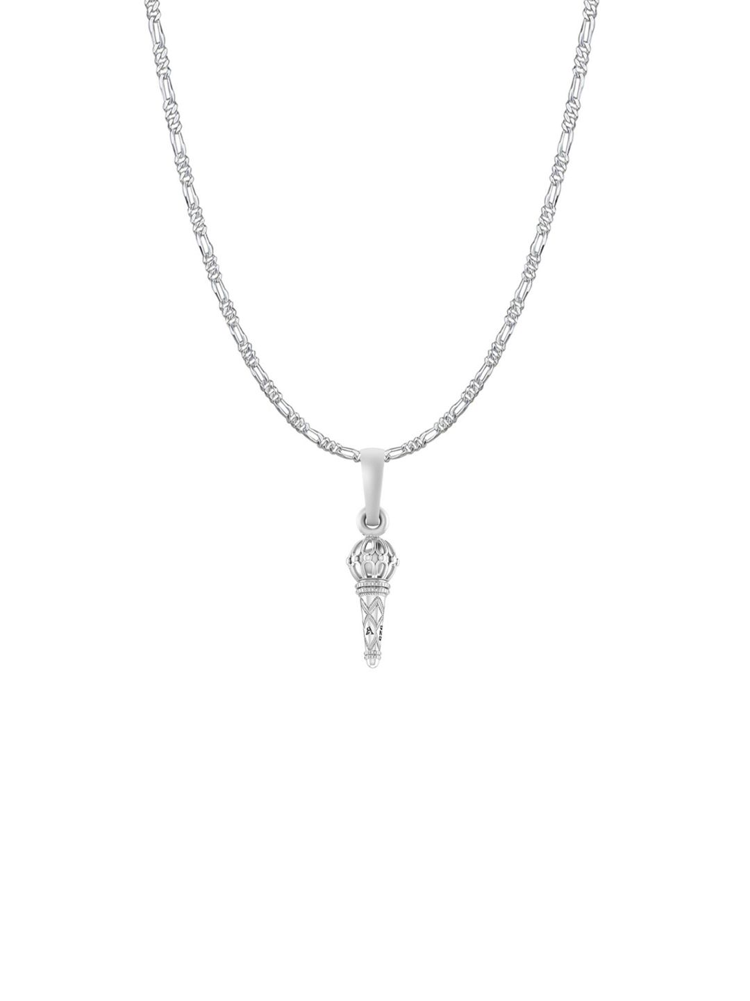 AKSHAT SAPPHIRE Men 925 Sterling Silver Contemporary Gada Pendant With Figaro Chain-picture-33