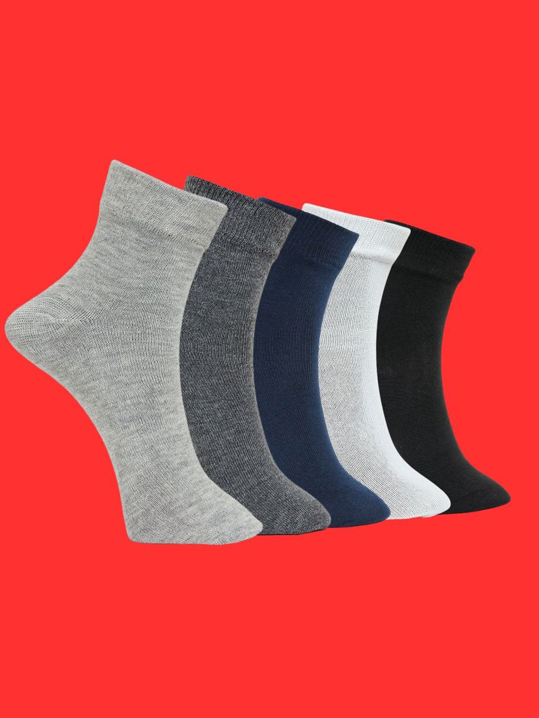 MJE Unisex Pack Of 5 Comfortable Ankle-Length Socks-image-3