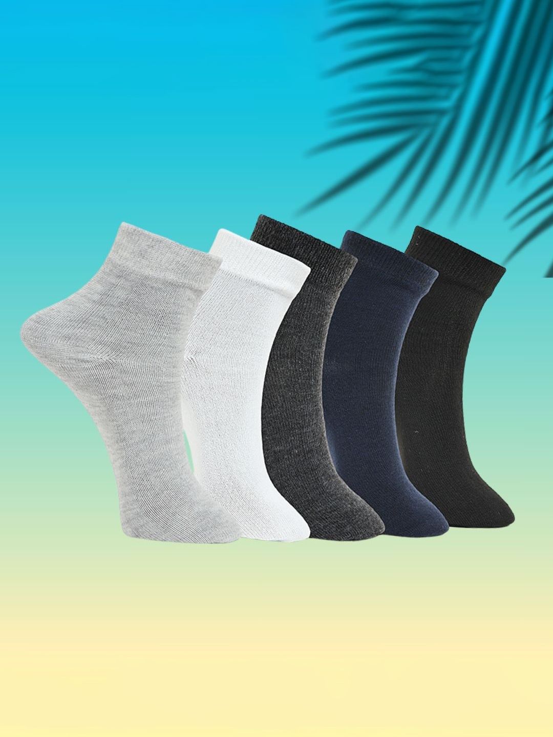 MJE Unisex Pack Of 5 Everyday Lightweight Ankle-Length Socks-picture-22