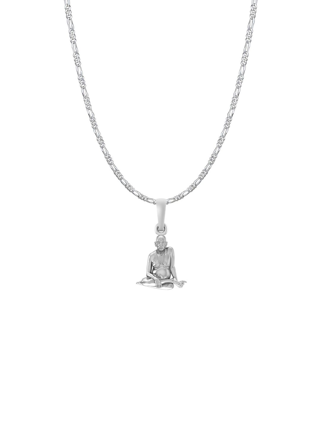 AKSHAT SAPPHIRE Men 925 Sterling Silver Contemporary Swami Samarth Pendant & Figaro Chain-picture-35