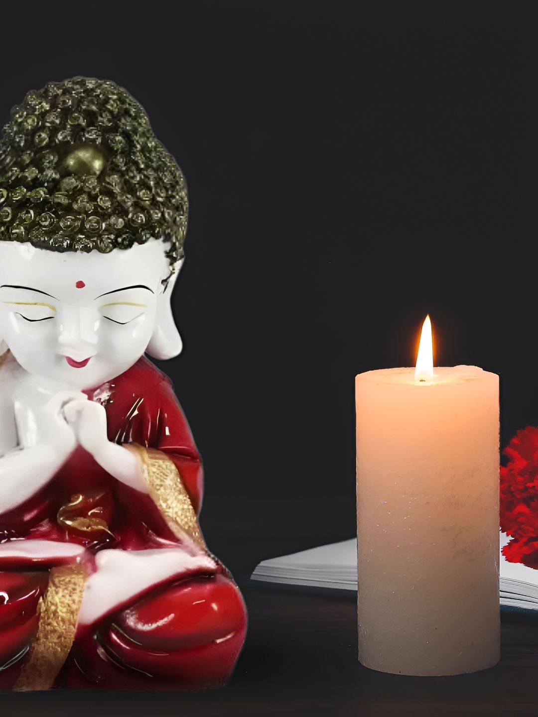 Aura Red & White Buddha Idol Showpiece-image-28