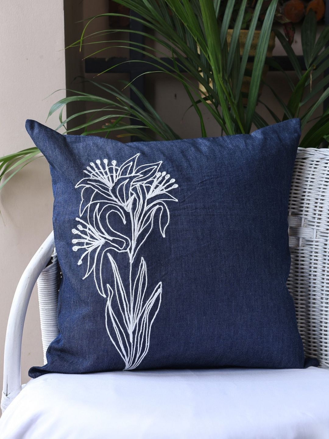 Myntra Elegant Homes Blue & White Floral Square Cushion Covers-image-46