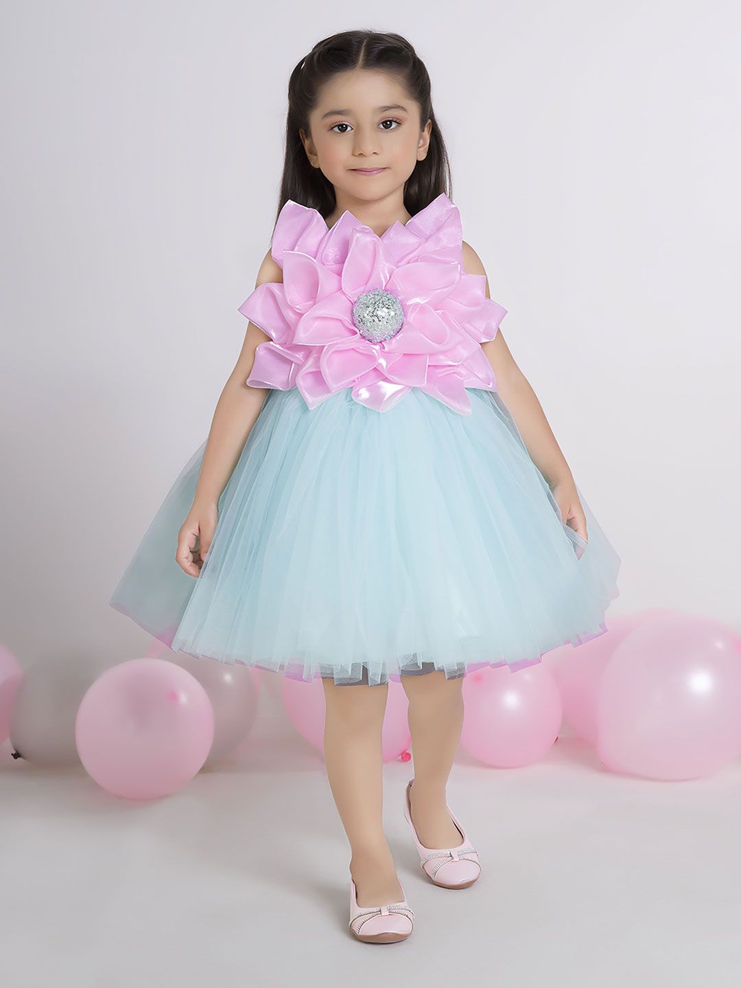 Ministitch Girls Net Fit & Flare Dress with Bow-picture-23