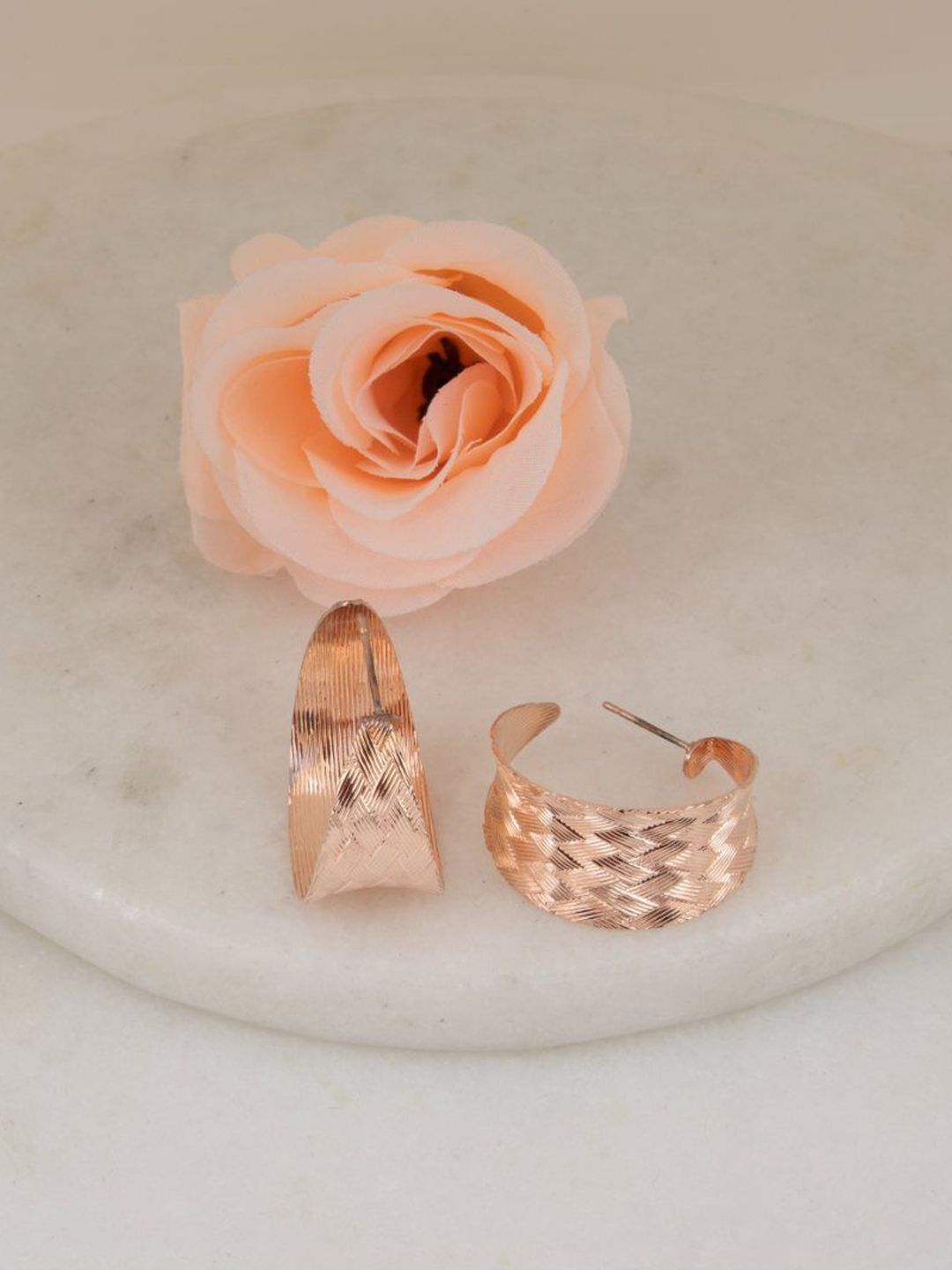 LA FILLE D'OR Rose Gold-Plated Contemporary Hoop Earrings-picture-16