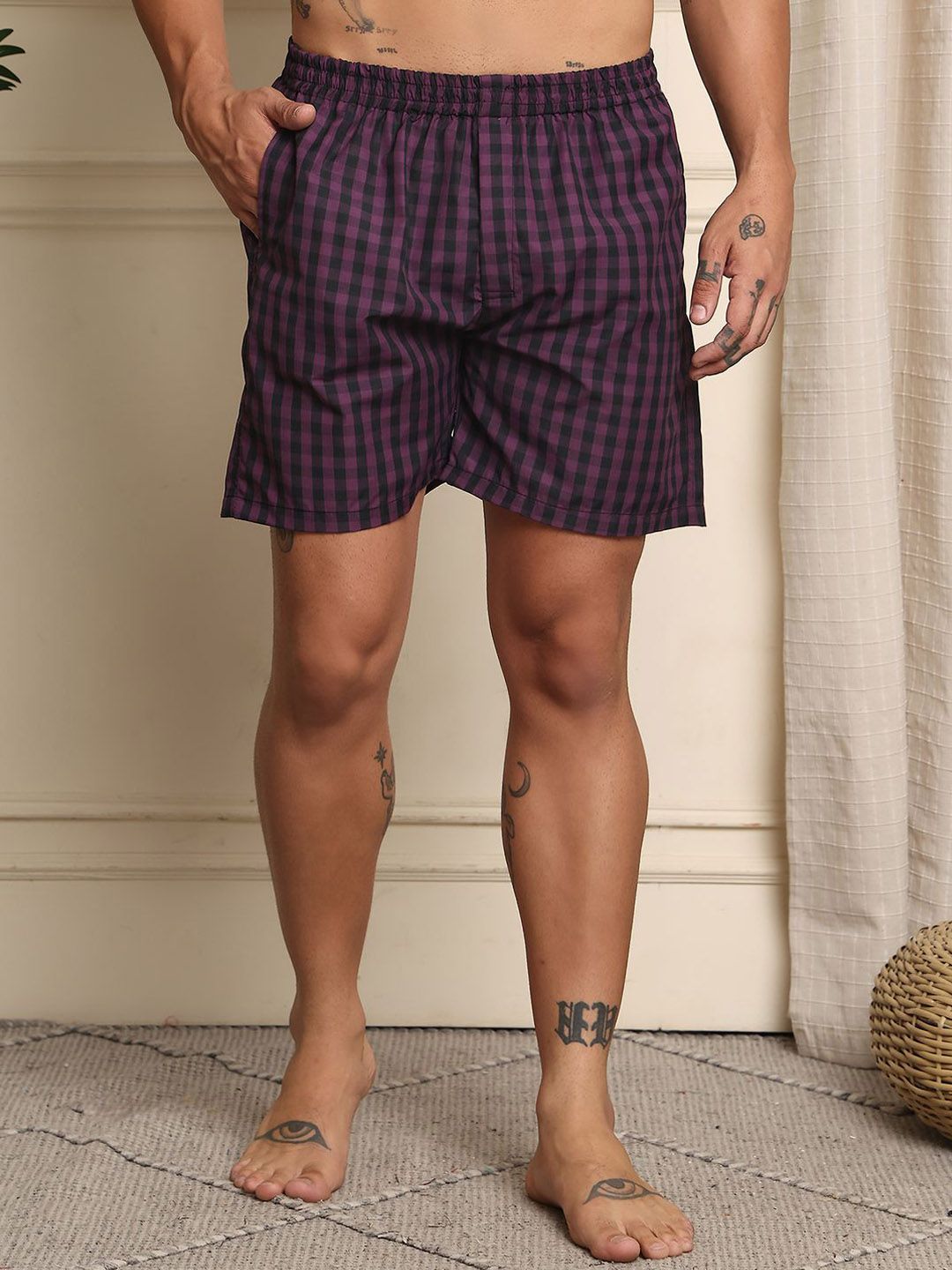 Mast & Harbour Checked Cotton Boxers B08-S-image-0
