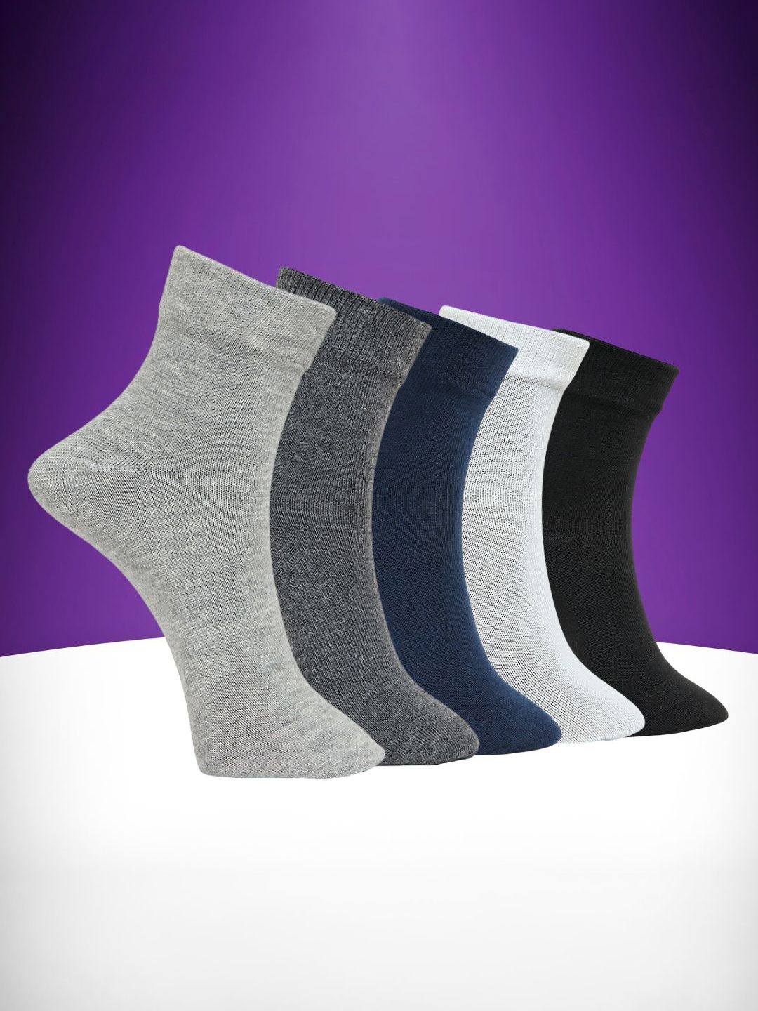MJE Unisex Pack Of 5 Comfortable Ankle-Length Socks-image-41