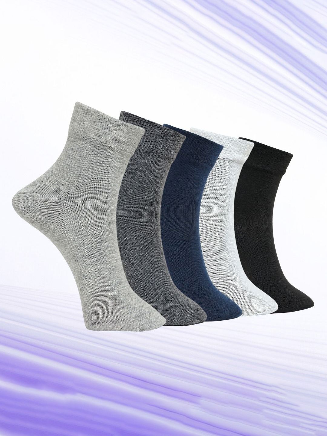 MJE Unisex Pack Of 5 Everyday Lightweight Ankle-Length Socks-picture-46