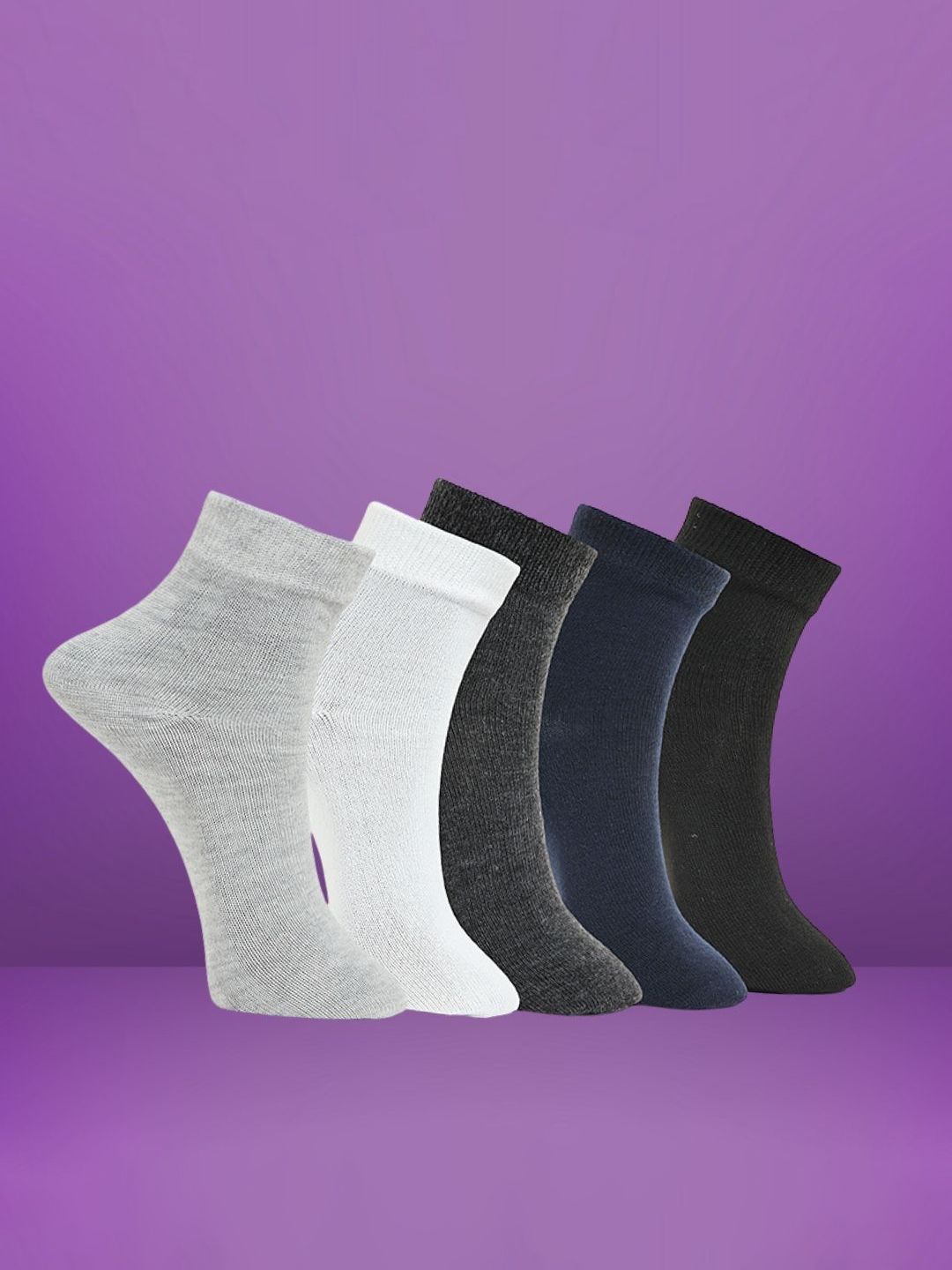 MJE Unisex Pack Of 5 Comfortable Ankle-Length Socks-picture-53
