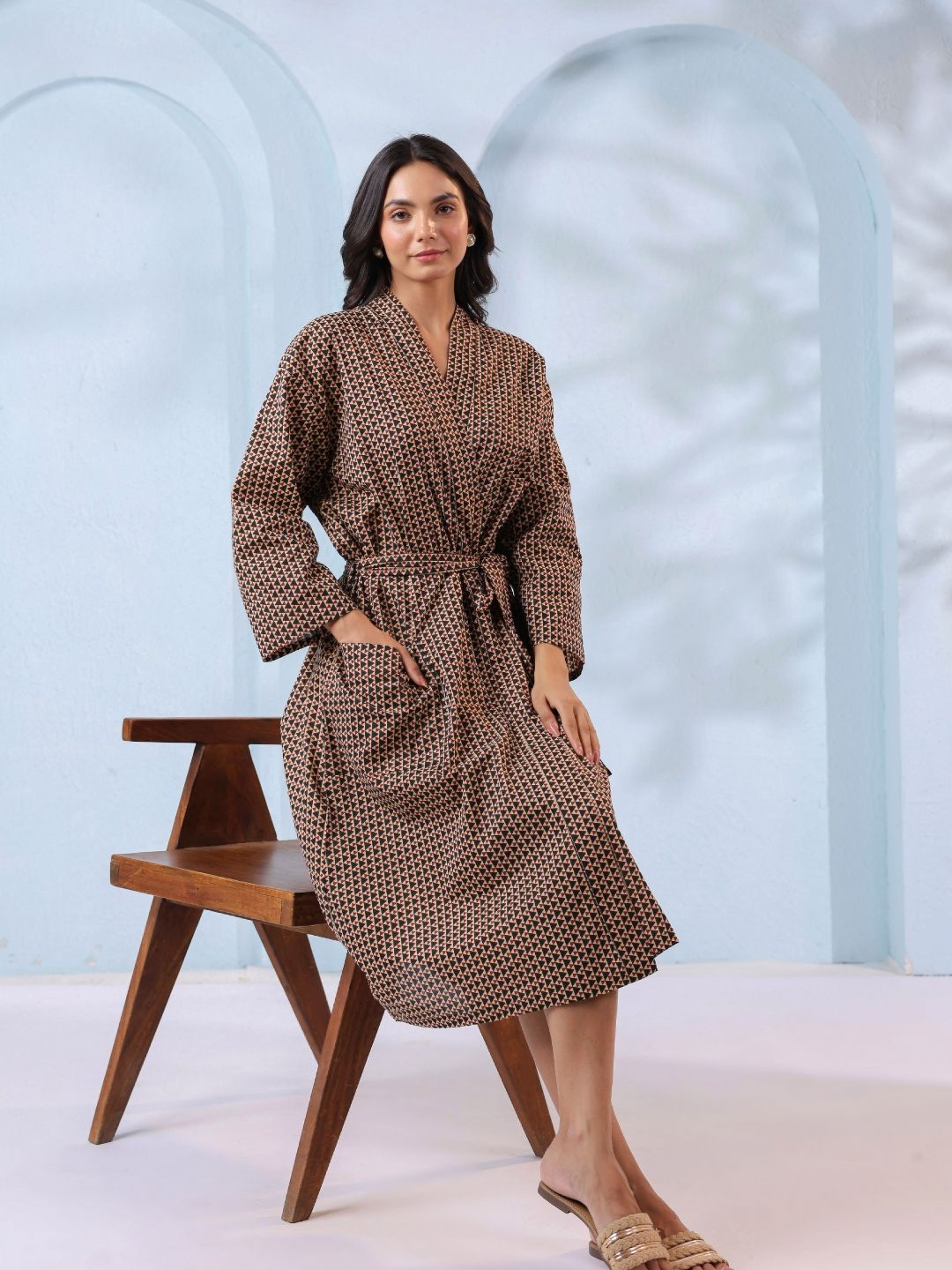 CRAFIQA Printed Pure Cotton Shawl CollarBathRobe-picture-44