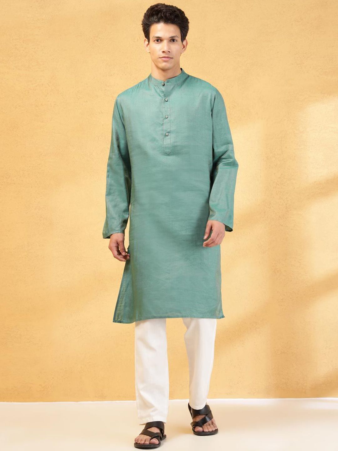 Fabindia Men Flared Sleeves Thread Work Kurta-picture-41