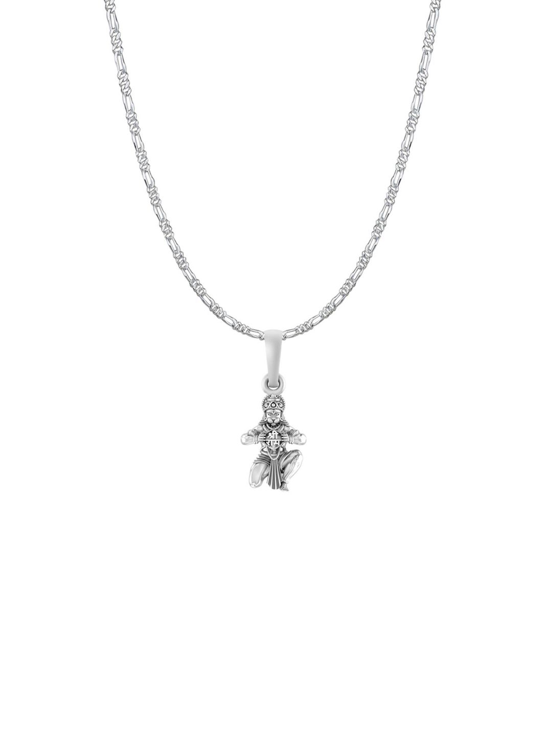 AKSHAT SAPPHIRE Men 925 Sterling Silver Contemporary Hanuman Pendant With Figaro Chain-picture-28