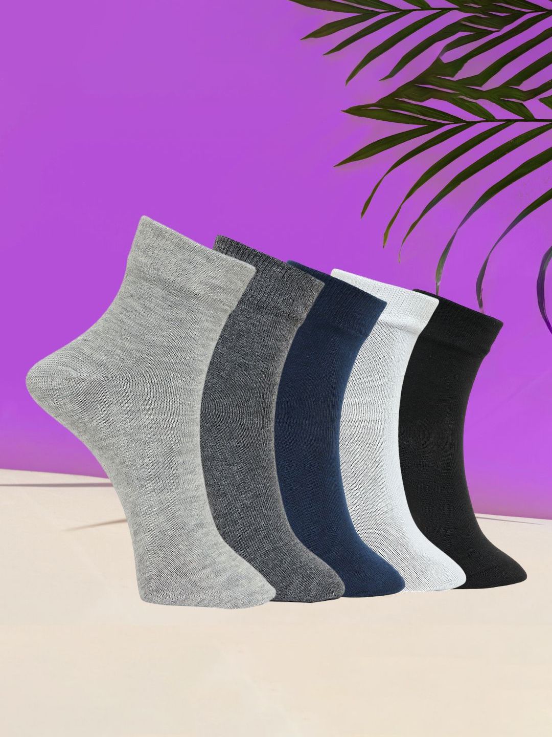 MJE Unisex Pack Of 5 Comfortable Ankle-Length Socks-image-10