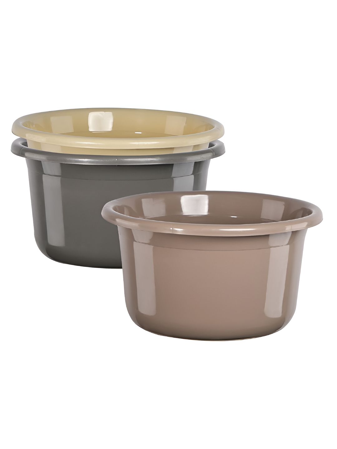 Aura Brown & Grey 3 piece Solid Plastic Bath Accessories Set-image-27