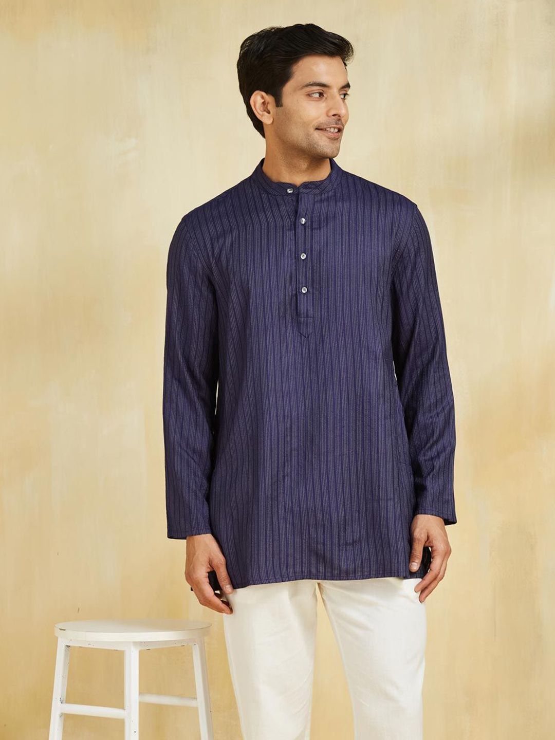 Fabindia Men Striped Thread Work Kurta-picture-31