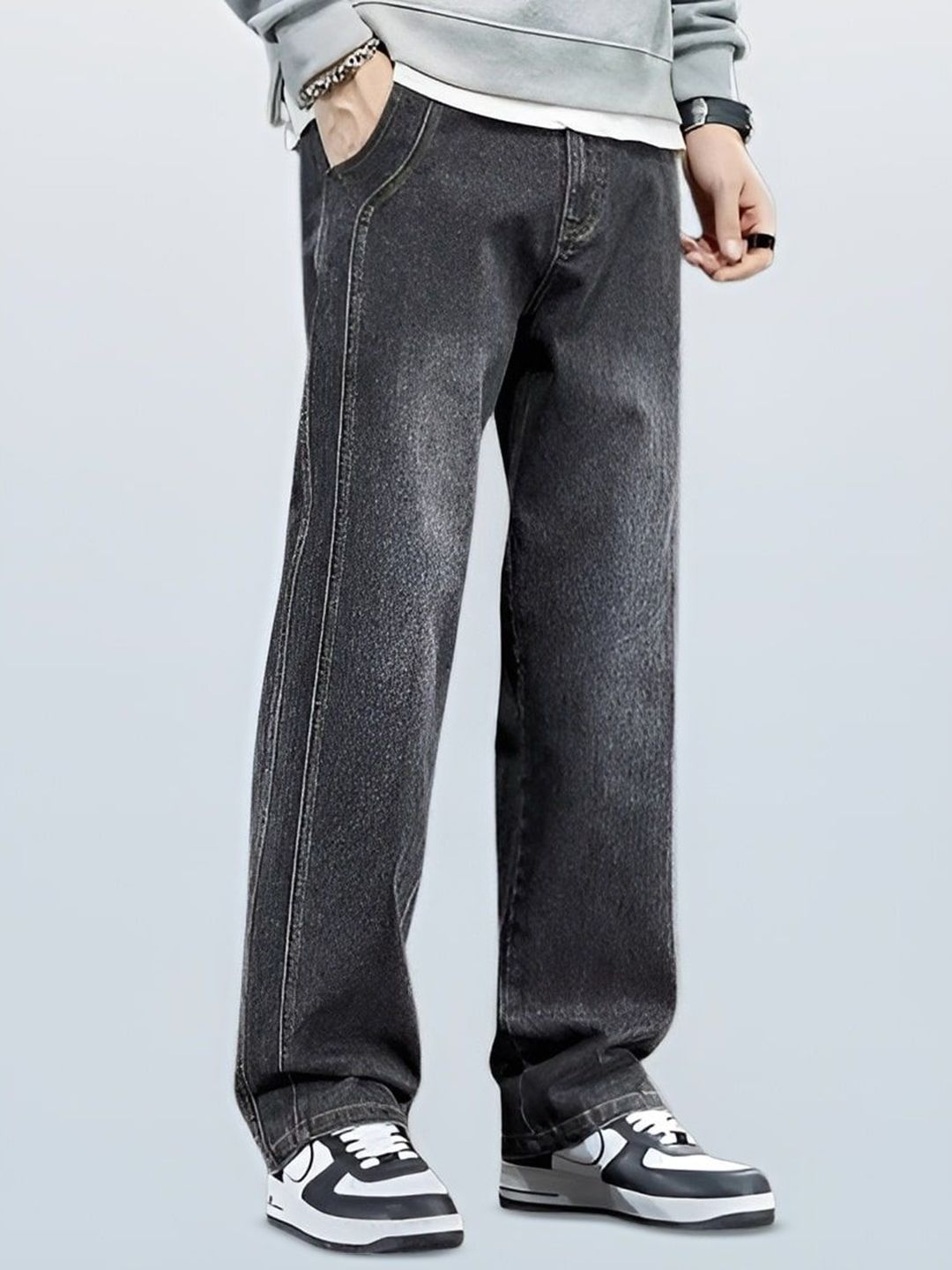 FUDE PRIDE Men Baggy Mid-Rise Baggy Stretchable Jeans-image-36