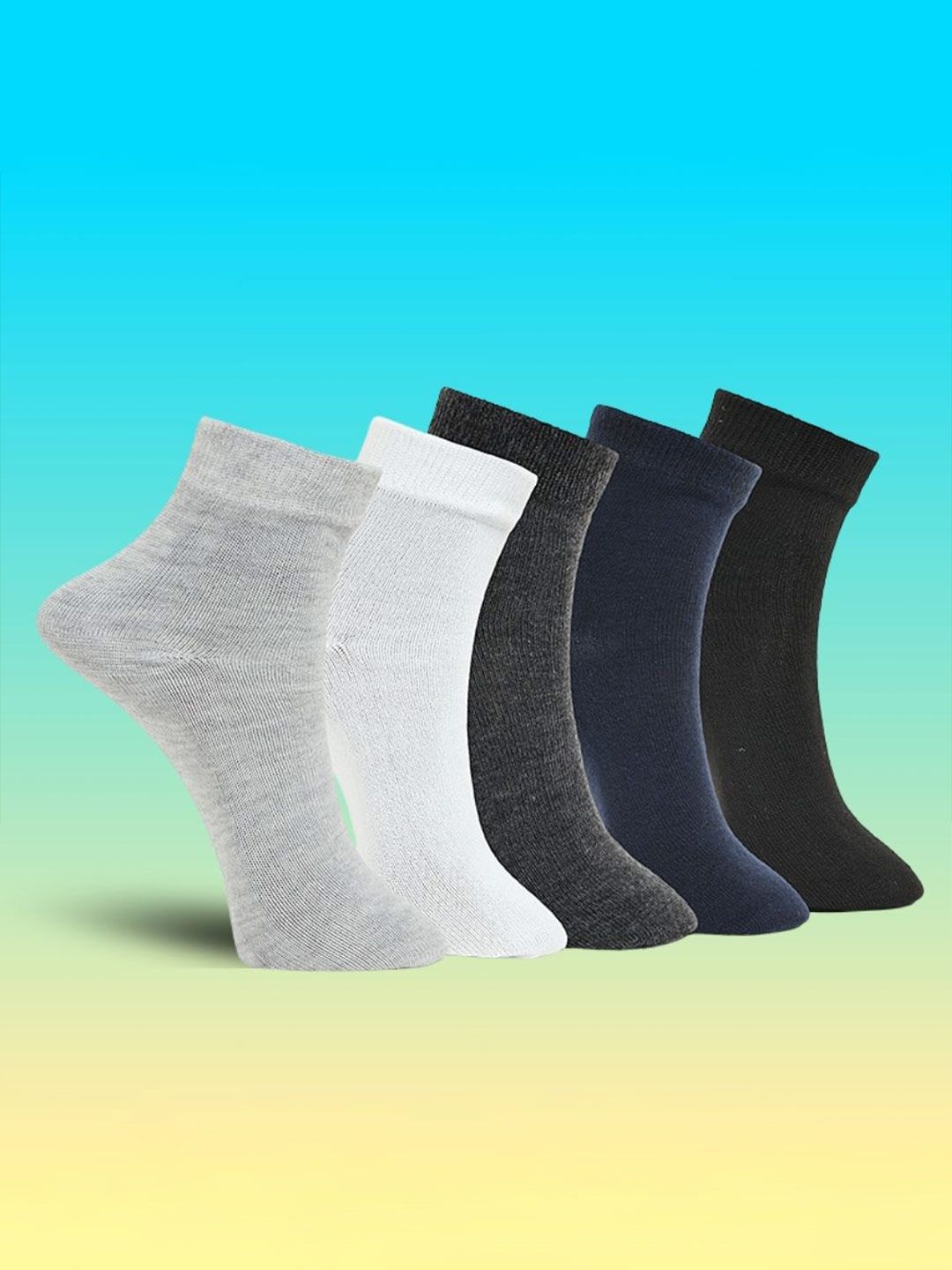MJE Unisex Pack Of 5 Comfortable Ankle-Length Socks-picture-45
