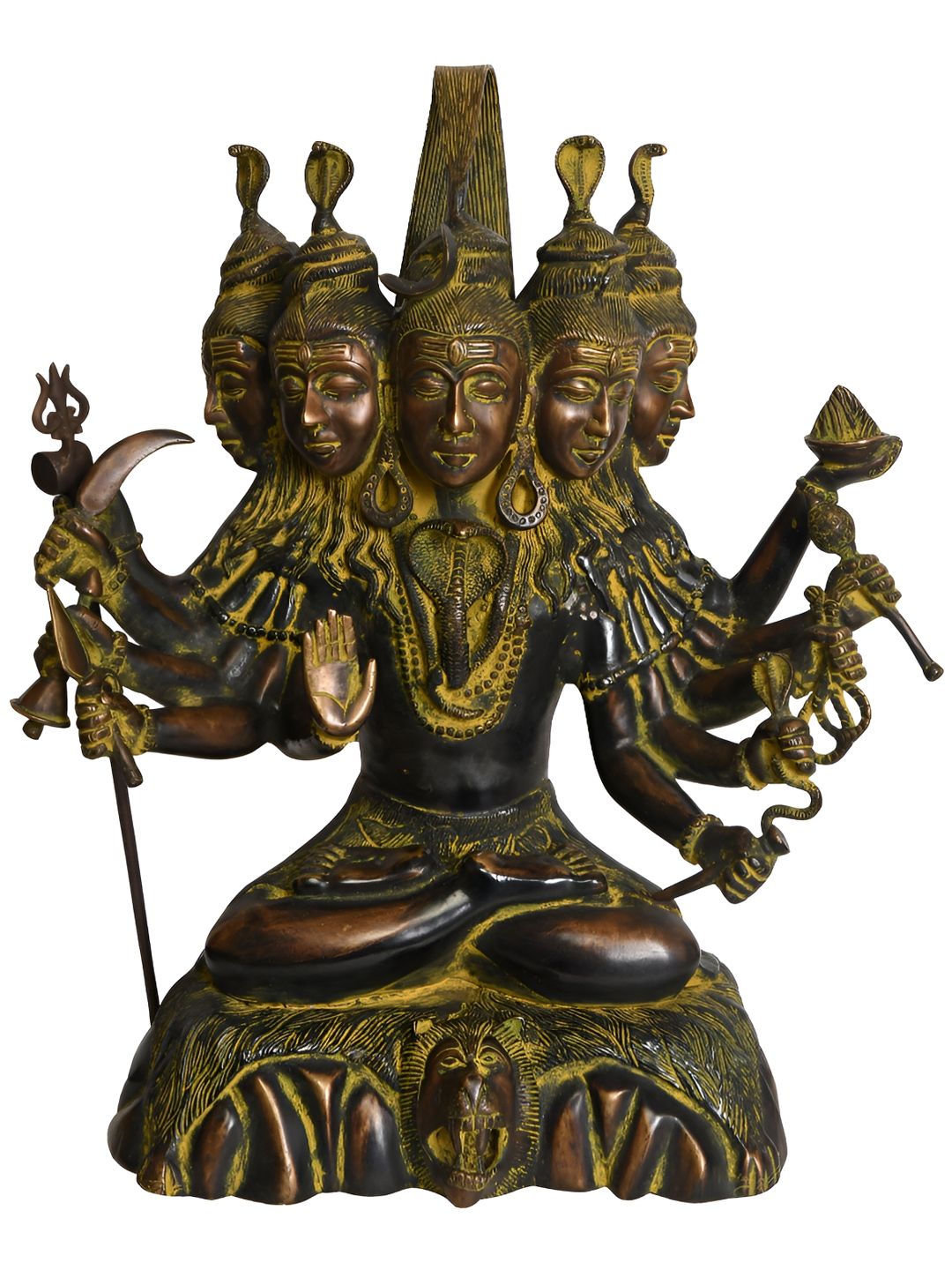 Exotic India Black & Yellow Lord Shiva Religious Brass Idol Showpiece-picture-24