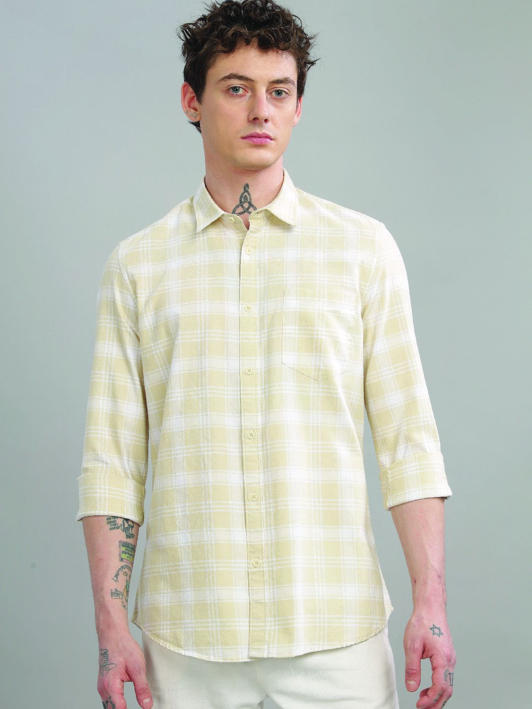 Blu MNKY Men Smart Slim Fit Checked Casual Shirt-picture-22